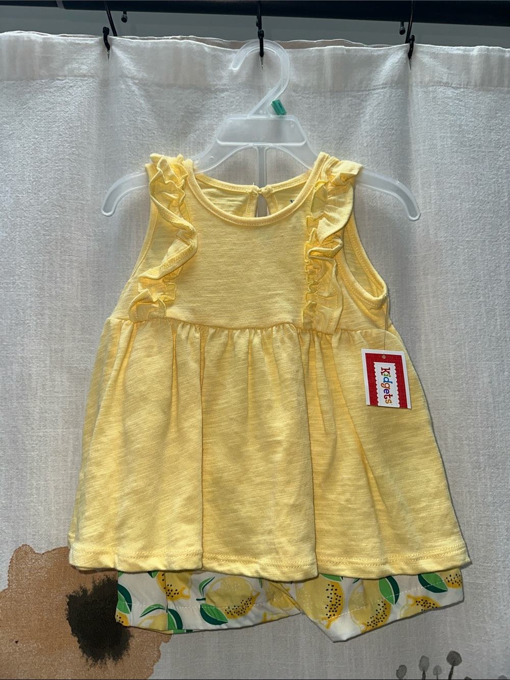 Kidgets Yellow Ruffle Tank with Lemon Print Shorts